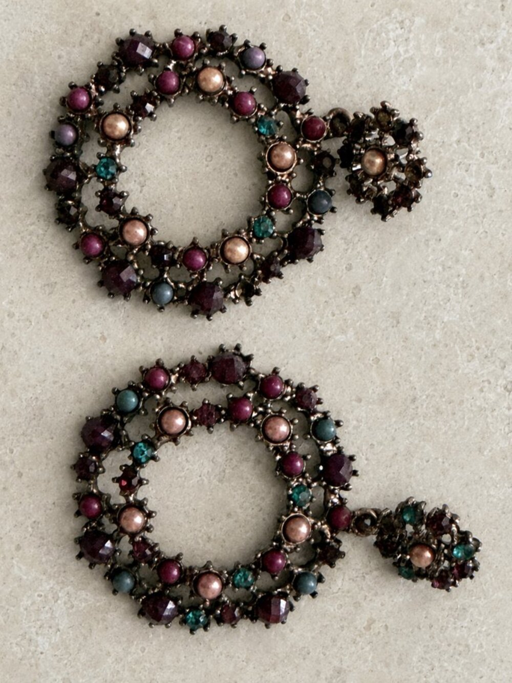 Multicolor Rhinestone Open Circle Statement Drop Earrings